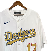 画像をギャラリービューアに読み込む, NIKE ナイキ 大谷翔平 ロサンゼルス・ドジャース ホーム 2025 ゴールドコレクションリミテッドジャージー ベースボールシャツ L ホワイト 14872
