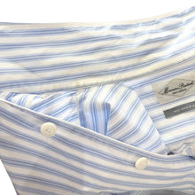 画像をギャラリービューアに読み込む, Marvine Pontiak Shirt Makers マーヴィンポンティアックシャツメーカーズ Open Collar SH ストライプオープンカラーシャツ F ブルー MPSM-1903S 14858

