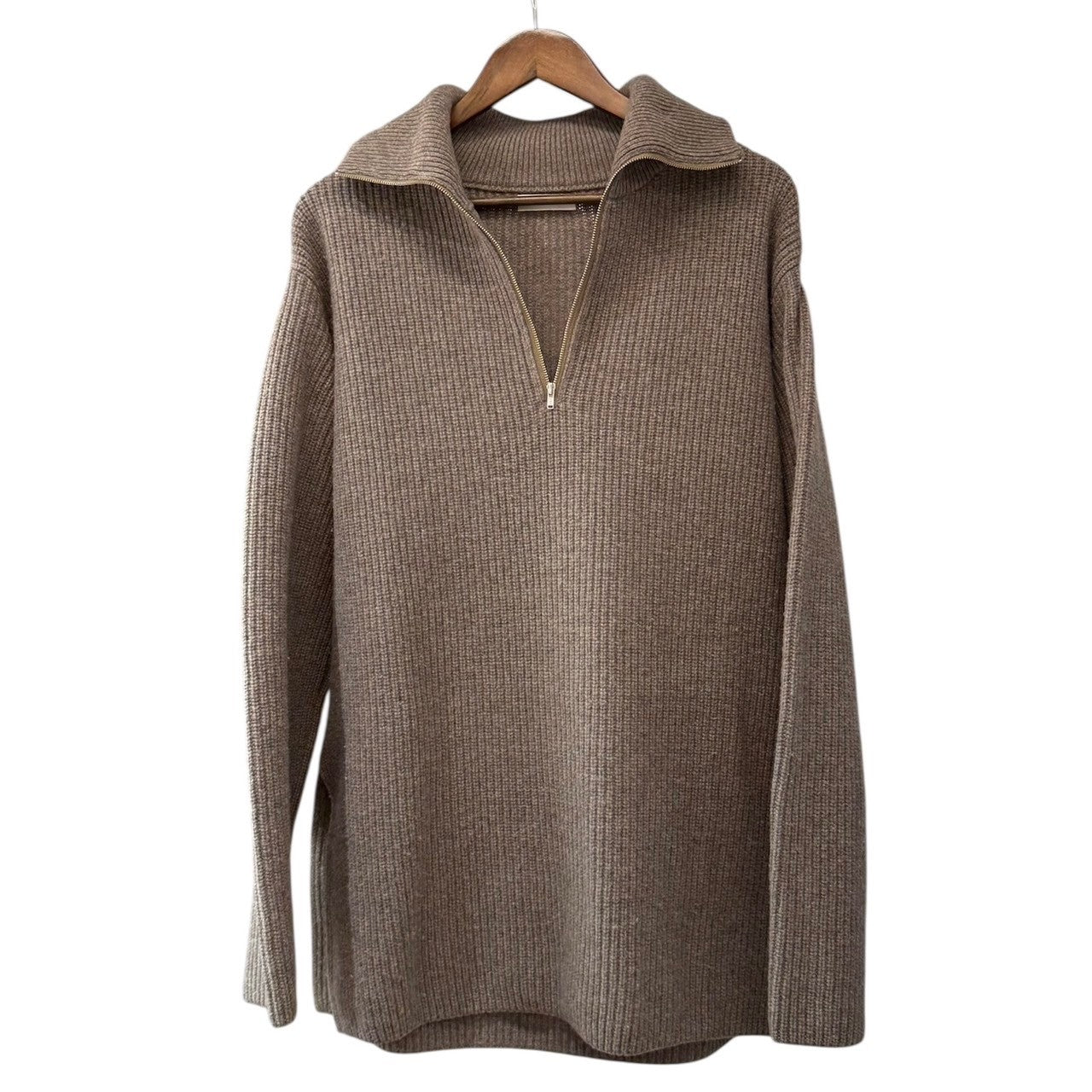 이미지를 갤러리 뷰어에 로드 , ATON エイトン CASHMERE WOOL HALF ZIP PULLOVER カシミヤウールハーフジップニット 2 キャメル KRAGNW0917 R14450