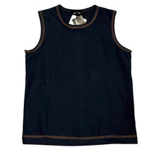 이미지를 갤러리 뷰어에 로드 , tricot COMME des GARCONS トリココムデギャルソン ブラウンステッチタンクトップ AD2002 TF-T026 ネイビー 14994
