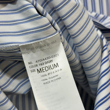画像をギャラリービューアに読み込む, nagonstans ナゴンスタンス 25AW asymmetry shirt アシンメトリーストライプ半袖シャツ 470IA430-0301 M ブルー 15013

