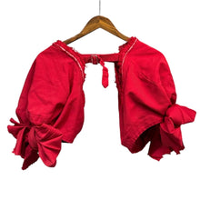 Load image into Gallery viewer, COMME des GARCONS COMME des GARCONS コムコム コムデギャルソン 23SS ボレロ エステル縮絨袖リボンブラウス RK-K801 S レッド 14828
