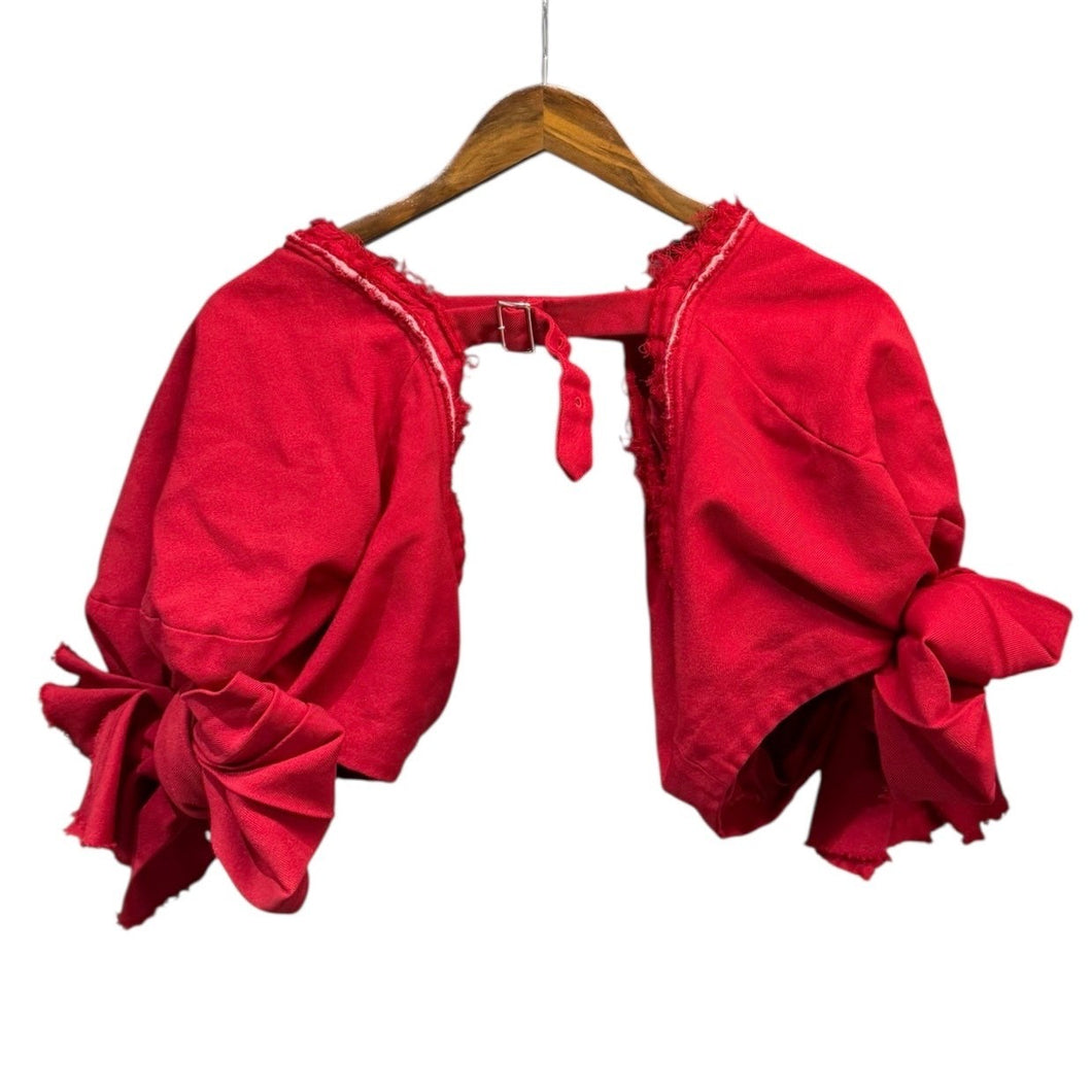 COMME des GARCONS COMME des GARCONS コムコム コムデギャルソン 23SS ボレロ エステル縮絨袖リボンブラウス RK-K801 S レッド 14828