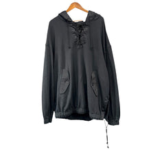 Load image into Gallery viewer, S'YTE by yohji yamamoto サイト ヨウジヤマモト TWILL TERRY MIX OVERSIZED LACE-UP HOODIE レースアップパーカー UM-T14-800 ブラック  15829
