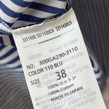 이미지를 갤러리 뷰어에 로드 , ENFOLD エンフォルド 23AW VOLUME ARM BLOUSE ストライプボリュームアームシャツ 300GA230-2110 38 ブルー R14650
