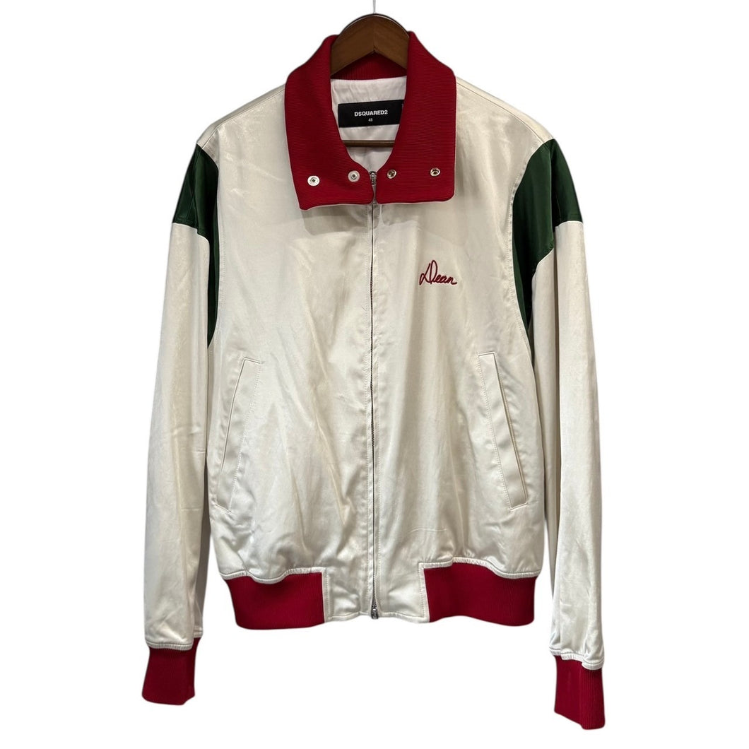 Dsquared2 ディースクエアード SAMPLE 24SS Bowling Satin Bomber サテンスポーツジャケット 48 オフホワイト S74AM1457 14740