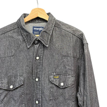 画像をギャラリービューアに読み込む, Wrangler ラングラー USA製 X-LONG TAILS デニムウエスタンシャツ ブラック 15034
