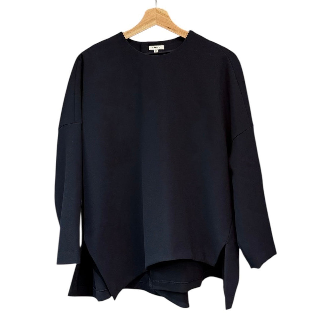ENFOLD エンフォルド 19SS ダブルクロススクエアBOXプルオーバーカットソー シャツ ブラウス 300CS230-0470 36 ネイビー 14564