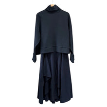 Load image into Gallery viewer, nagonstans ナゴンスタンス 22SS Firm Sweat レイヤード dress ハイネックスウェットレイヤードワンピース 470FS883-0110 M ネイビー 14534

