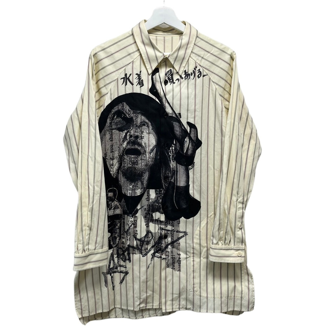 Yohji Yamamoto POUR HOMME ヨウジヤマモトプールオム 24SS DADA YOHJI PRINT SHIRT メッセージプリントストライプシャツ HS-B46-037