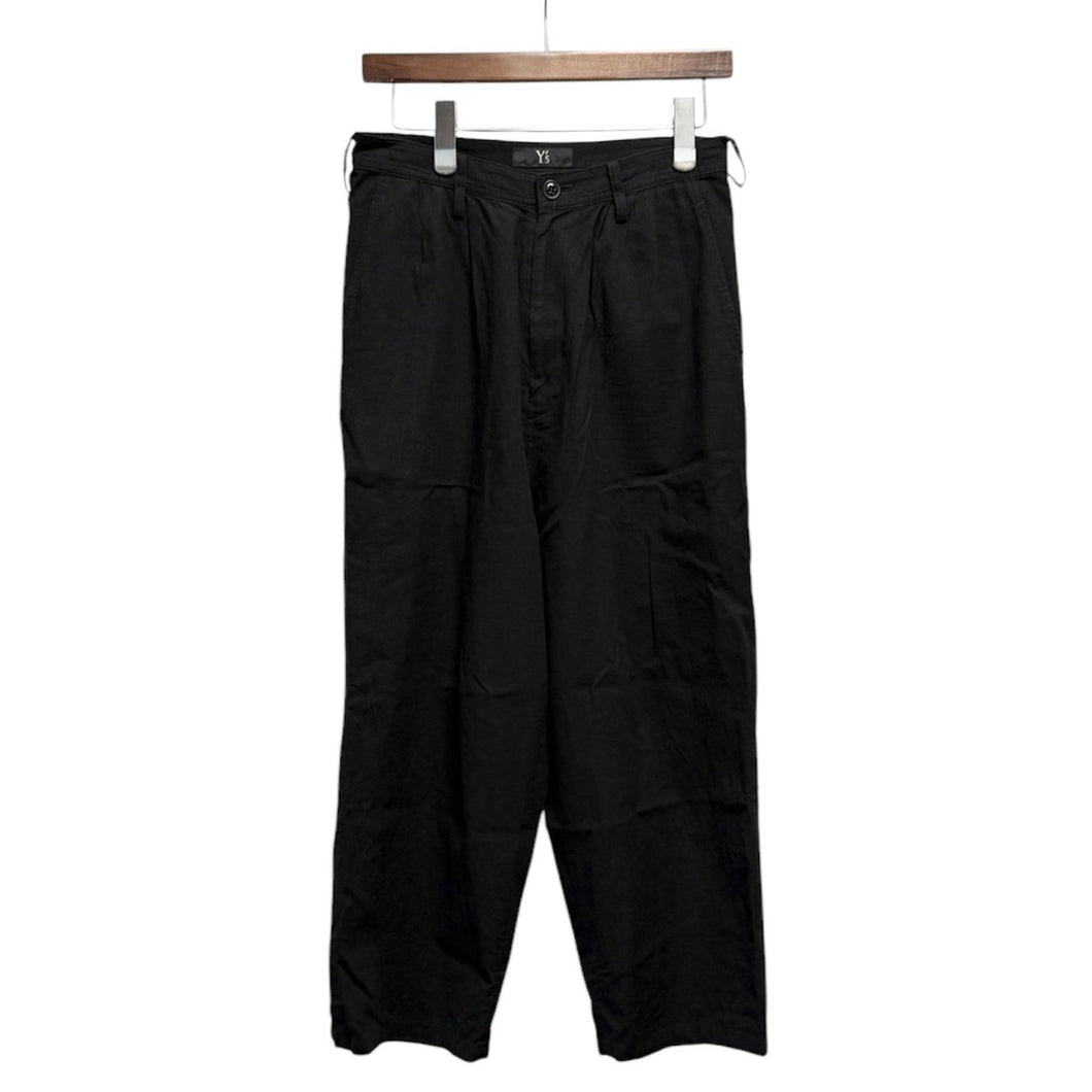 Y's ワイズ 24SS COTTON FLAX POPLIN DOUBLE TUCK TAPERED PANTS コットンリネンワイドテーパードパンツ YS-P19-010 13974