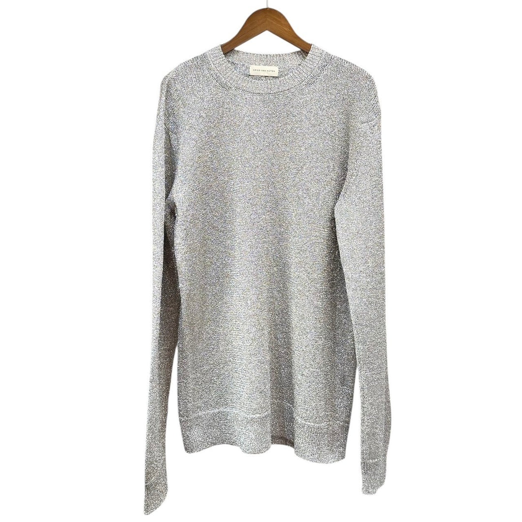 DRIES VAN NOTEN ドリスヴァンノッテン 25SS Oversized Metallic Sweater オーバーサイズメタリックニット M シルバー R14728