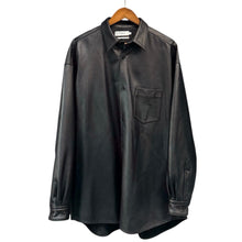 将图片加载到图库查看器，Graphpaper グラフペーパー 23AW Sheep Leather Oversized Shirt レザーオーバーシャツ GM233-50048 2 ブラック 15884
