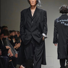 Load image into Gallery viewer, Yohji Yamamoto POUR HOMME ヨウジヤマモトプールオム 23SS GABARDINE W-DOUBLE BODY PEAKED JACKET ウールギャバジンロングジャケット HZ-J27-100
