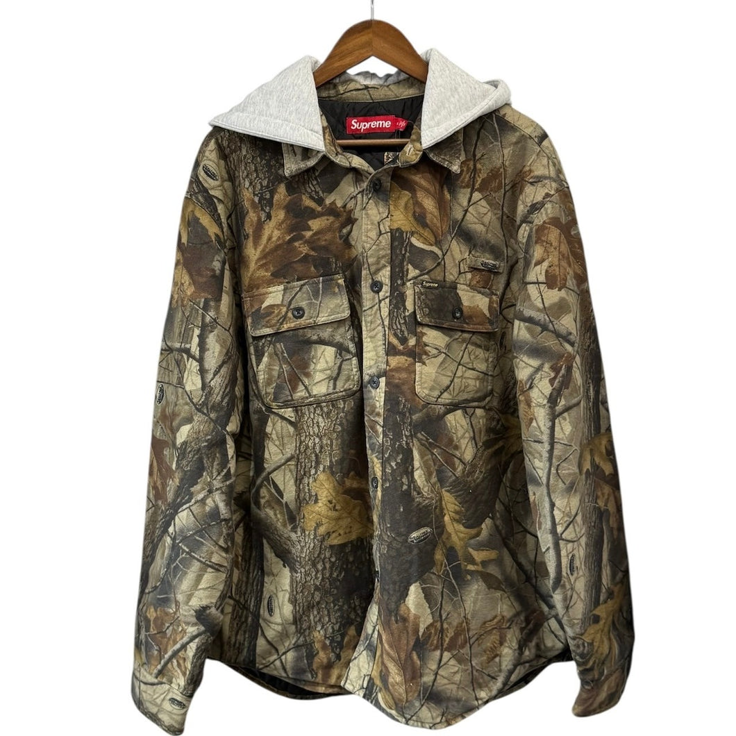 Supreme シュプリーム 25SS Quilted Lined Hooded Flannel Shirt Realtree Camo ツリーカモフーデットシャツジャケット XL カーキ 14764