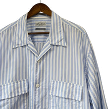 画像をギャラリービューアに読み込む, Marvine Pontiak Shirt Makers マーヴィンポンティアックシャツメーカーズ Open Collar SH ストライプオープンカラーシャツ F ブルー MPSM-1903S 14858
