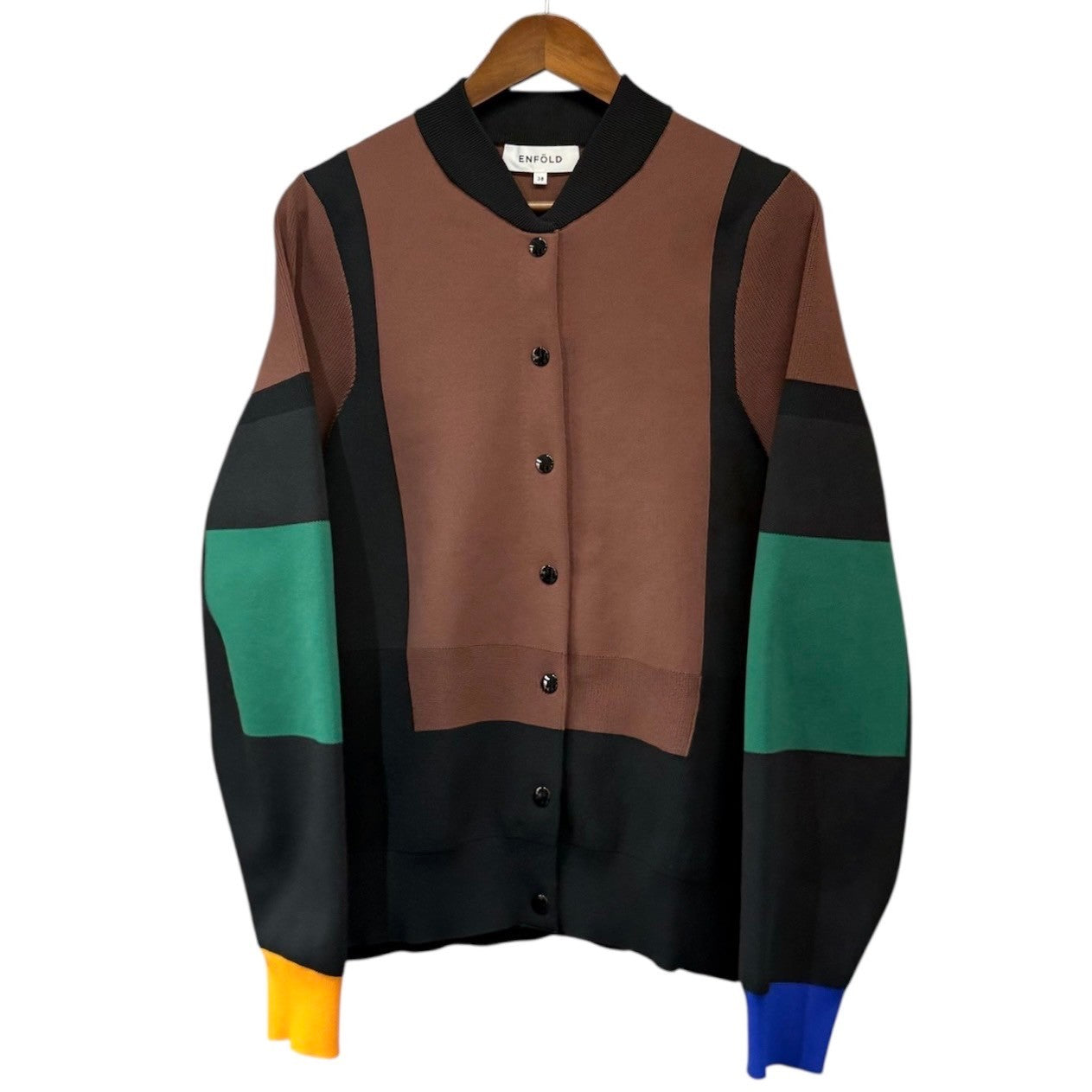 ENFOLD - ENFOLD エンフォルド 22AW Knit Jumper マルチカラーニットブルゾン 300FA270-2370 38 ミックス R14603 ENFOLD エンフォルド 22AW Knit Jumper マルチカラーニットブルゾン