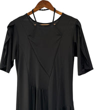 画像をギャラリービューアに読み込む, MURRAL ミューラル 24SS Leaf vein jersey dress 24SS リーフデザインジャージードレスワンピース 1 ブラック 15757
