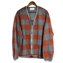 将图片加载到图库查看器，Graphpaper グラフペーパー 24AW Tri-Spin Loop Cardigan チェック柄ジップアップカーディガン GU243-10051 1 ブリック×グレー 15290

