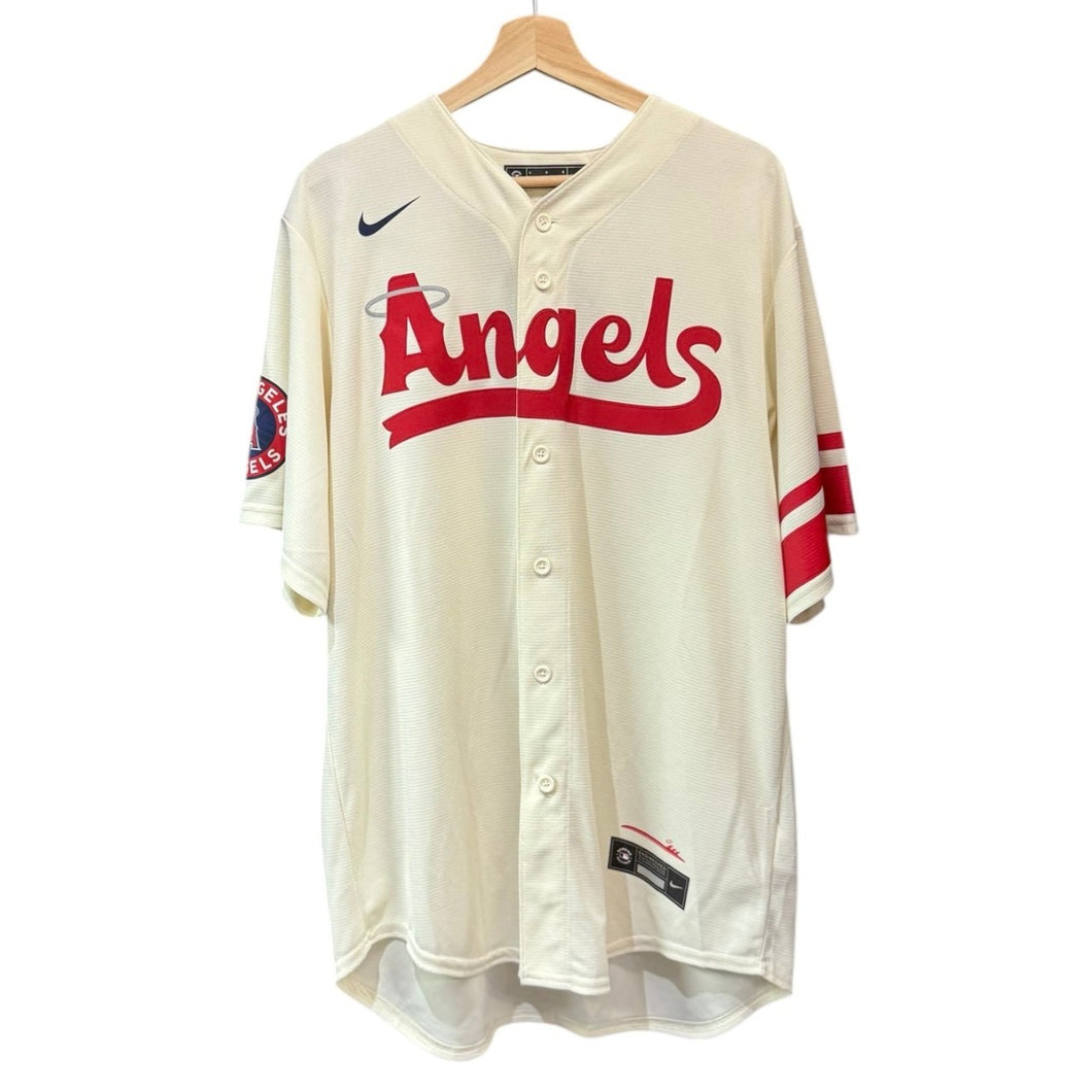NIKE ナイキ OFFICIAL AUTHENTIC JERSEY CITY CONNECT マイク・トラウト T770-ANCC ベースボールシャツ L オフホワイト 14898