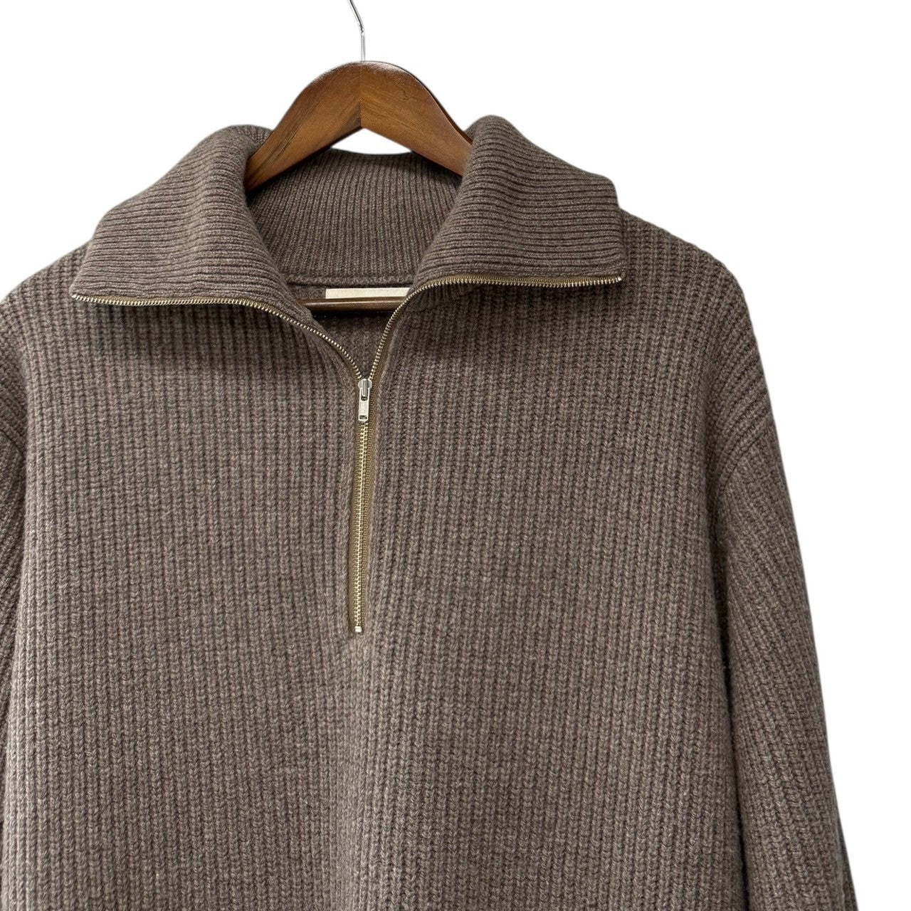 이미지를 갤러리 뷰어에 로드 , ATON エイトン CASHMERE WOOL HALF ZIP PULLOVER カシミヤウールハーフジップニット 2 キャメル KRAGNW0917 R14450