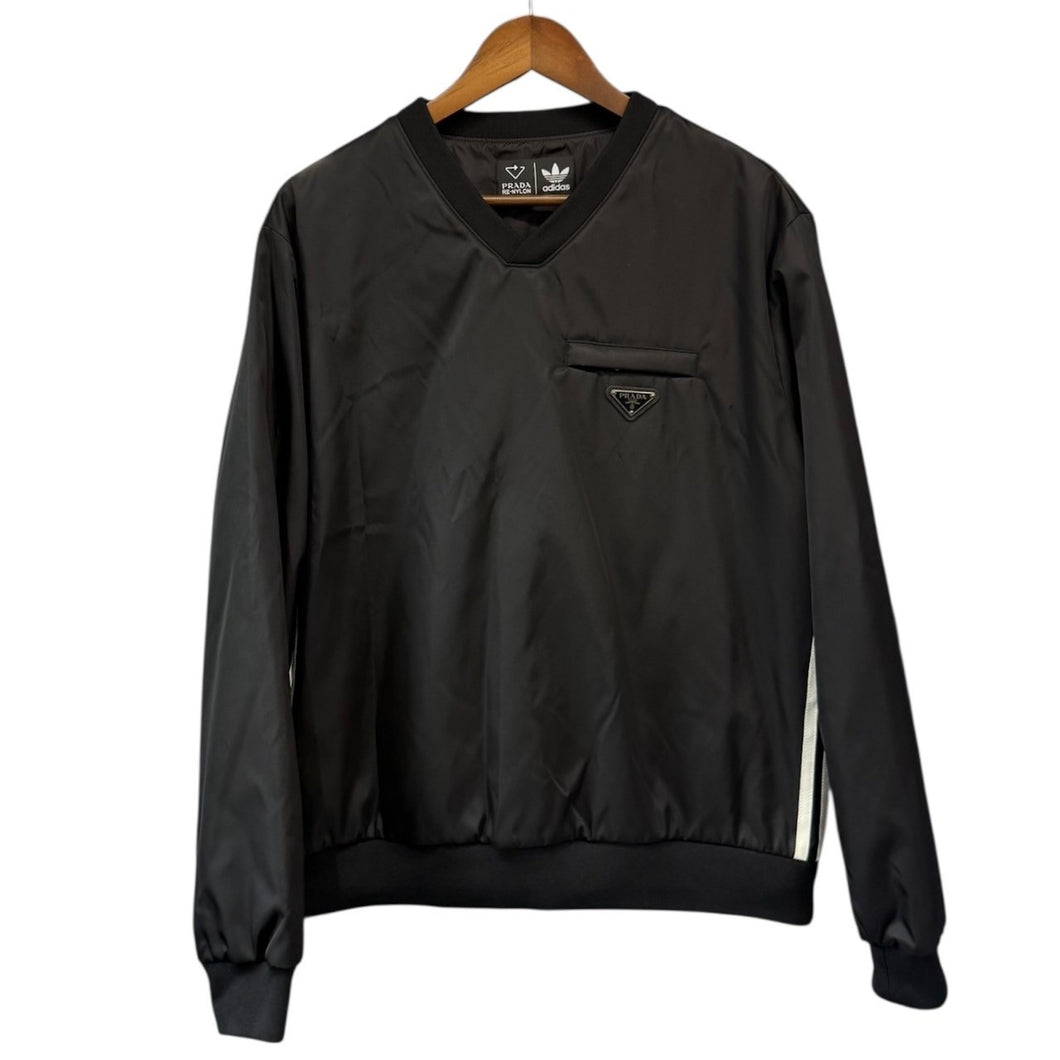 PRADA×adidas プラダ アディダス 22SS Re-Nylon Sweatshirt Vネックプルオーバー M ブラック 14745