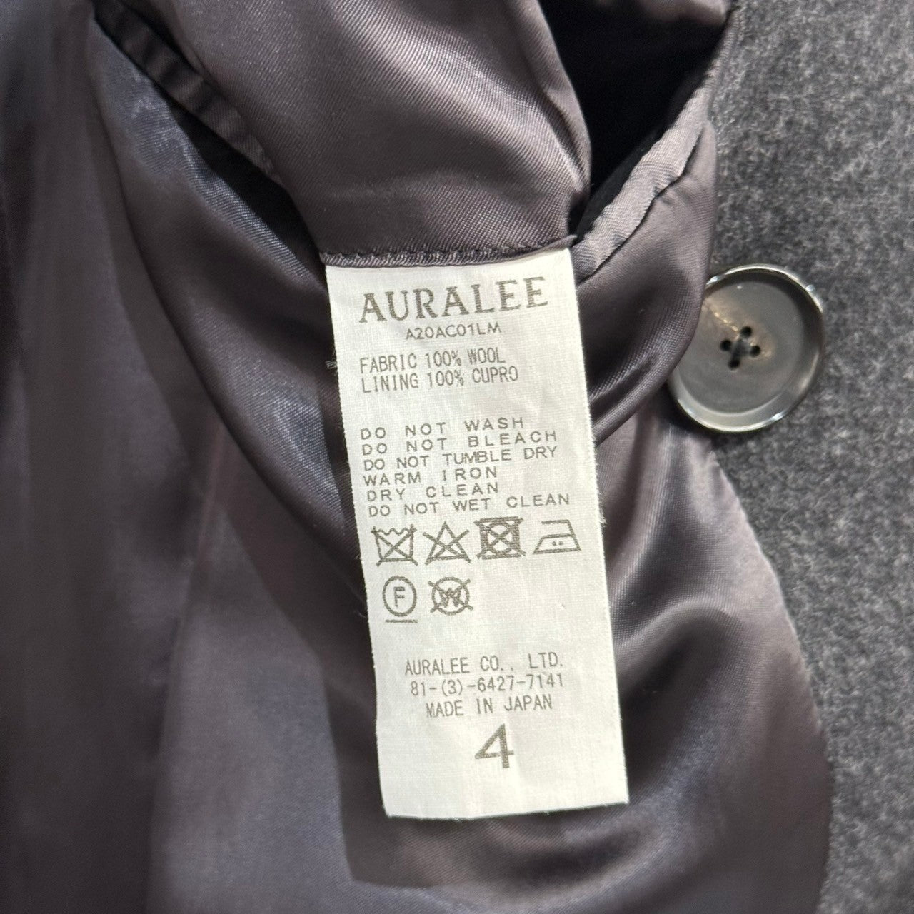 AURALEE オーラリー 20AW LIGHT MELTON DOUBLE-BREASTED COAT