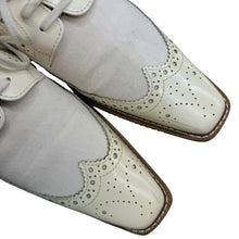 Lade das Bild in den Galerie-Viewer, COMME des GARCONS コムデギャルソン コットン切替ウィングチップレザーシューズ 23cm ホワイト 15635

