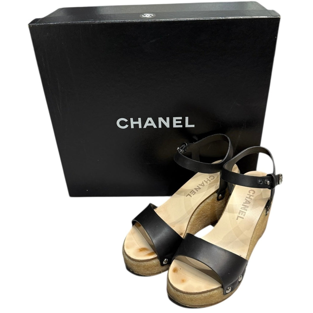 CHANEL シャネル レザーストラップクレープソールサンダル サイズ35 14454