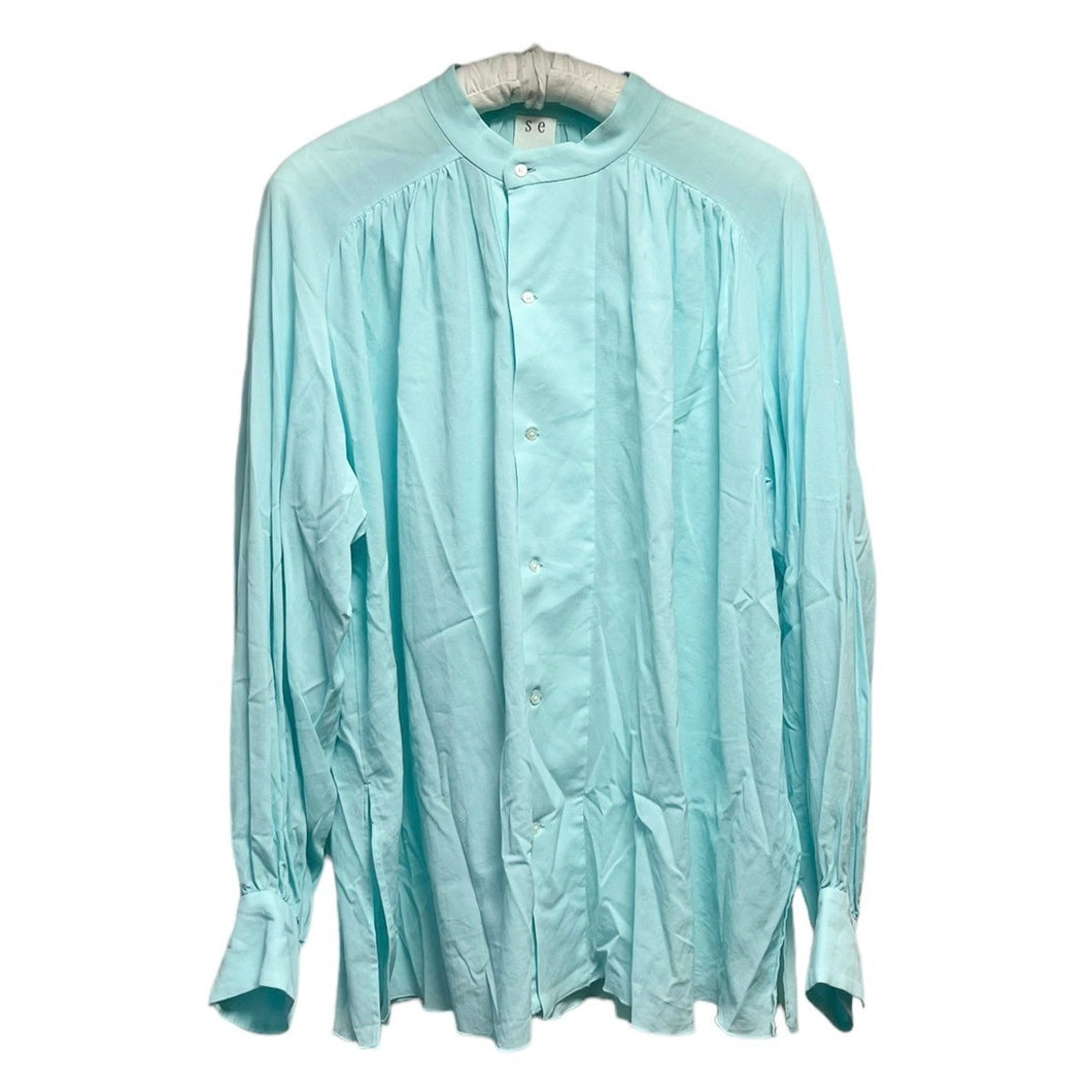 seya セヤ 23SS SHAHNAMEH SHIRT IN TURQUOISE SWEET TWILL タックデザインブラウス シャツ 2 ブルー 3486