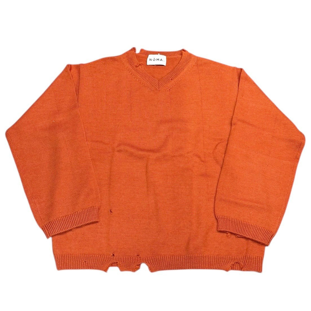 NOMA t.d. ノーマティーディー WISM別注 DAMEGE V NECK KNIT ダメージ加工Vネックニットセーター N34-WMKN01 4 オレンジ 14963
