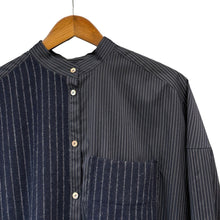 画像をギャラリービューアに読み込む, ENFOLD エンフォルド 23AW WINTER SHIRT 切替ストライプシャツ 300GA230-1540 38 ネイビー R14709
