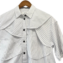 이미지를 갤러리 뷰어에 로드 , ENFOLD エンフォルド 23AW FRONT-WING SHIRT ストライプ半袖シャツ 300GA530-0360 38 ホワイト 14713
