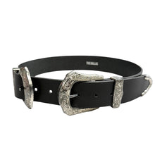 将图片加载到图库查看器，THE DALLAS ザダラス W buckle belt ダブルバックルウエスタンベルト ブラック 14475
