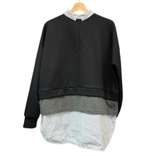 Load image into Gallery viewer, ENFOLD エンフォルド 23AW LAYERED PULLOVER レイヤードストライプシャツ 300GA280-1750 38 ブラック R14646
