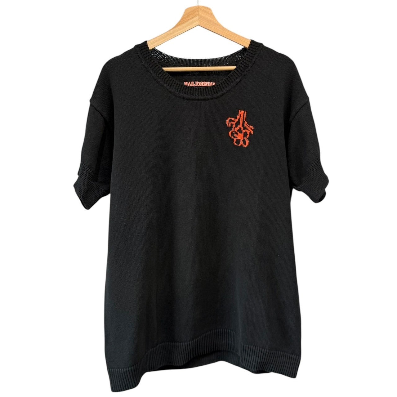 画像をギャラリービューアに読み込む, AMBERGLEAM アンバーグリーム 24SS Medium Cotton T-shirt ミディアムコットンニットTシャツ XL ブラック 14755