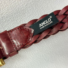 이미지를 갤러리 뷰어에 로드 , ANGLO アングロ イングランド製 ファイヤーマンバックルメッシュレザーベルト 85cm バーガンディ 15480
