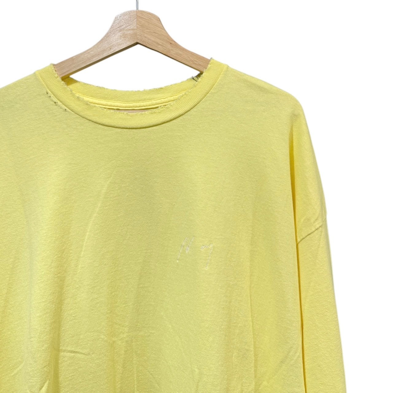 画像をギャラリービューアに読み込む, ANCELLM アンセルム 23AW EMBROIDERY DYED LS T-SHIRT ロゴ刺繍ダメージ加工カットソー ANC-CT40 14383