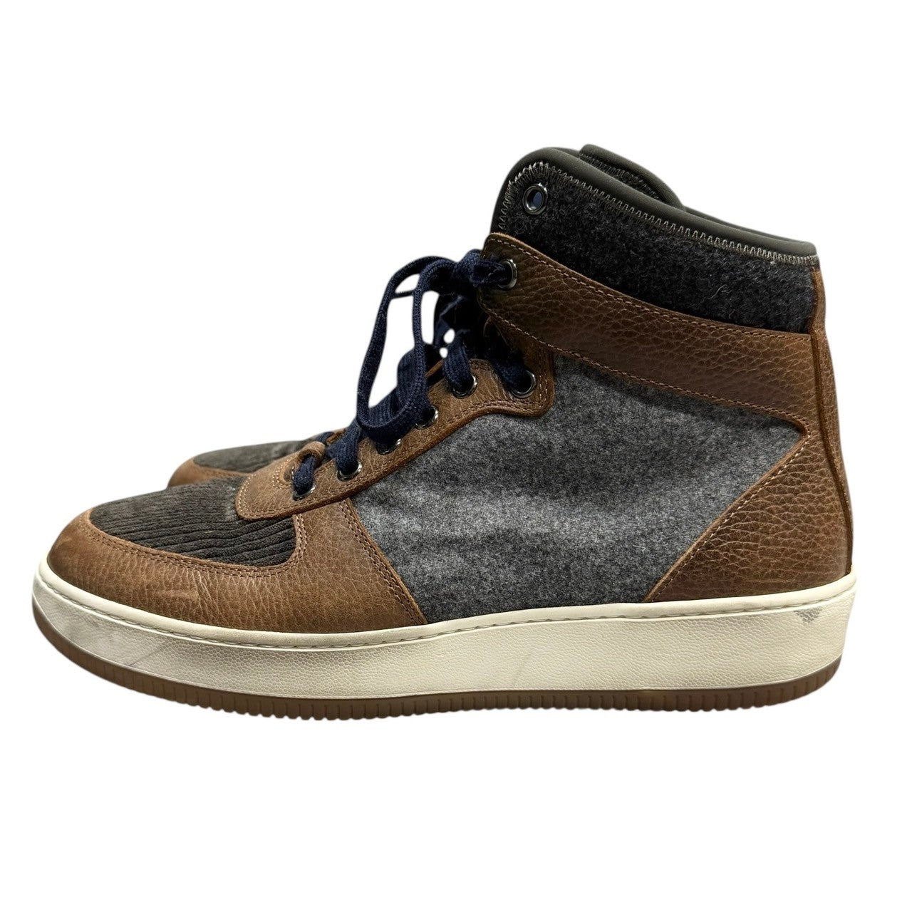 BRUNELLO CUCINELLI ブルネロクチネリ ウール切替ハイカットレザー 
