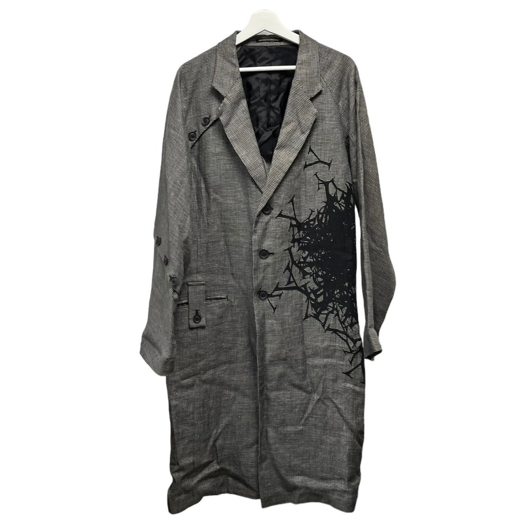 Yohji Yamamoto POUR HOMME ヨウジヤマモトプールオム 24SS PATTERNED MULTI FABRIC BUTTONED JACKET グレンチェックロングジャケット HS-J43-807