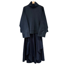 Load image into Gallery viewer, nagonstans ナゴンスタンス 22SS Firm Sweat レイヤード dress ハイネックスウェットレイヤードワンピース 470FS883-0110 M ネイビー 14534
