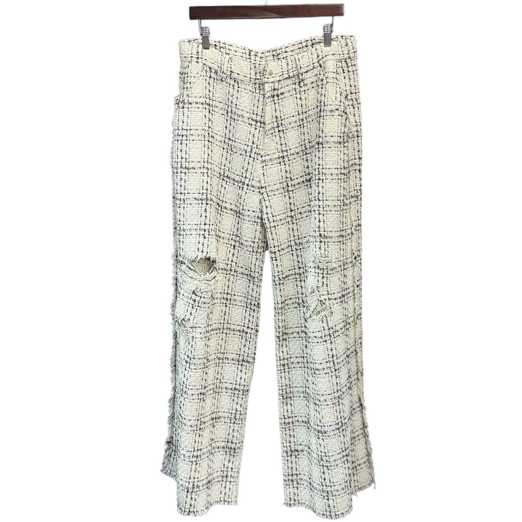 DANKE SCHON ダンケシェーン 24AW DAMEGE TWEED WIDE PANTS ツイードワイドパンツ 24A-PTL009-DS M ホワイト 14897