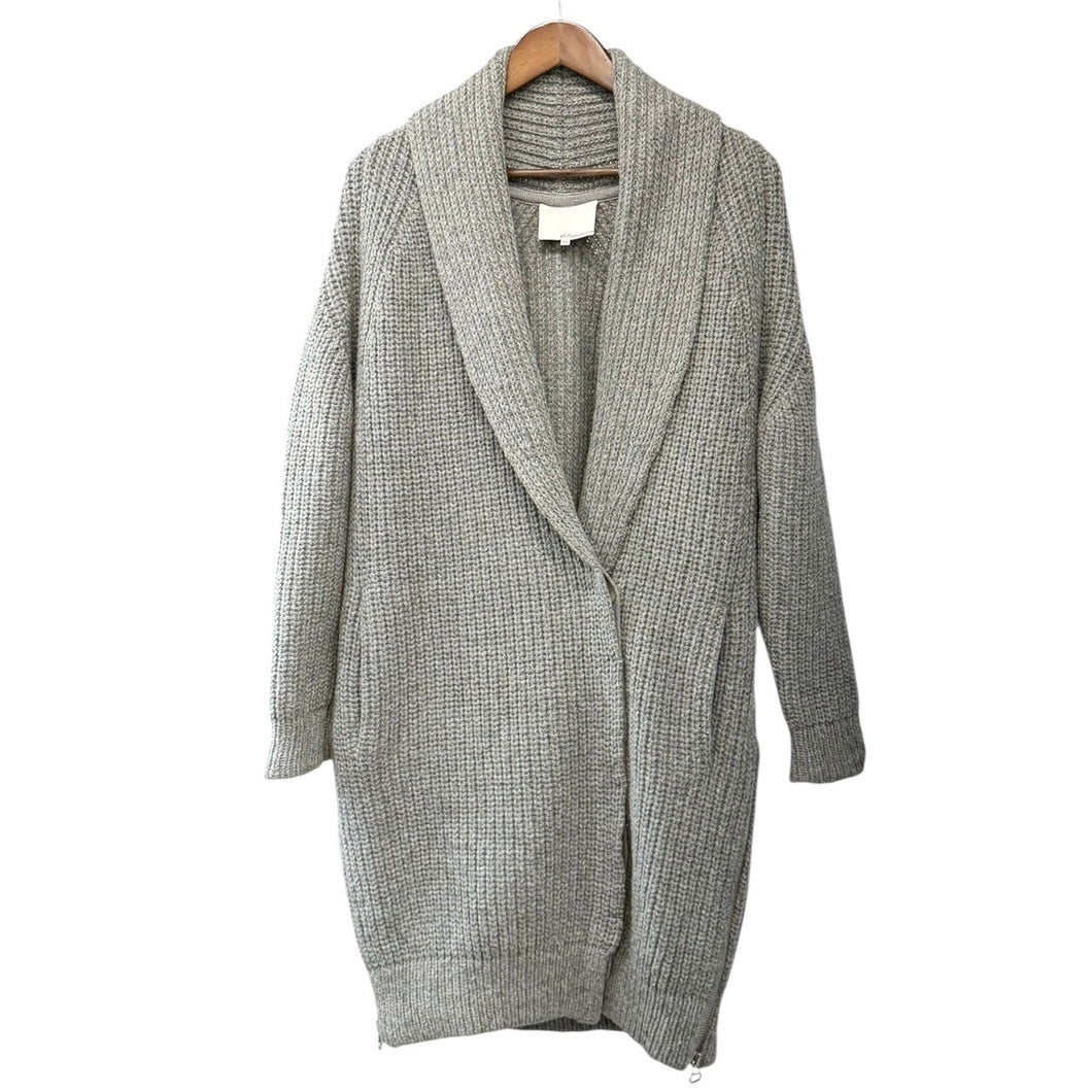 3.1 Phillip Lim スリーワンフィリップリム 11AW サイドジップショールカラーローゲージニットカーディガン XS グレー R14416