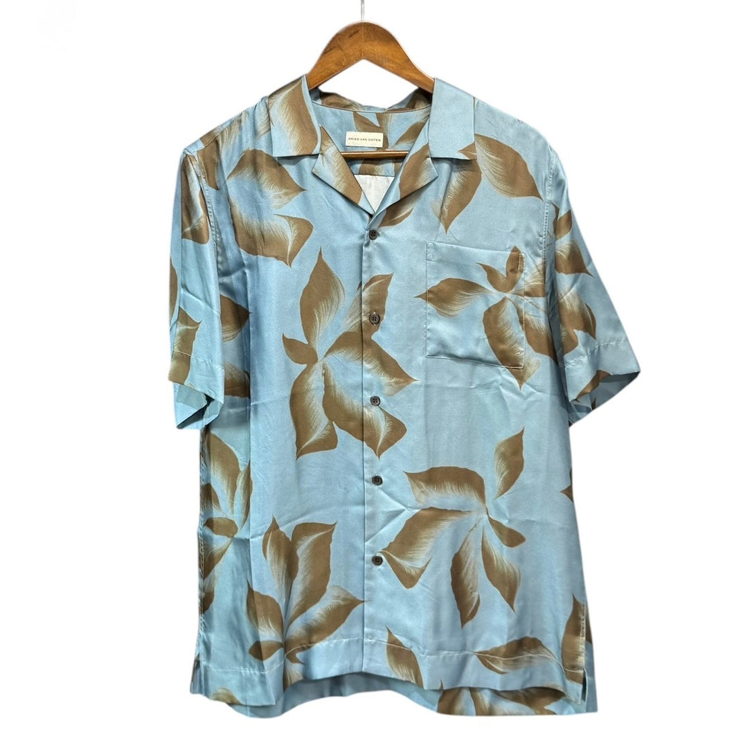 DRIES VAN NOTEN ドリスヴァンノッテン 25SS シルクシャツ 48 ブルー 14855