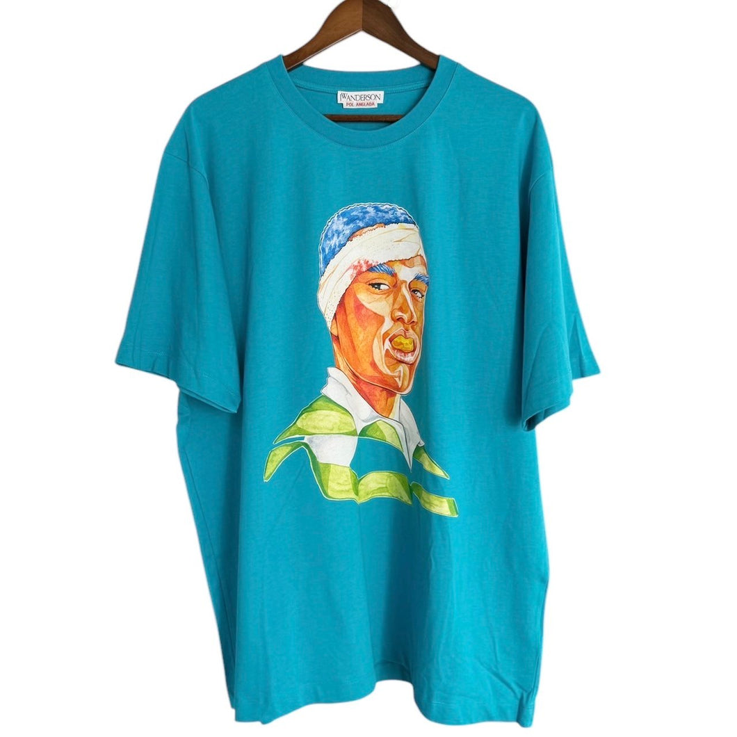 JW Anderson JWアンダーソン ポルアングラダ Blue Pol Anglada Oversized Printed Rugby Face T-shirt プリントTシャツ 14185