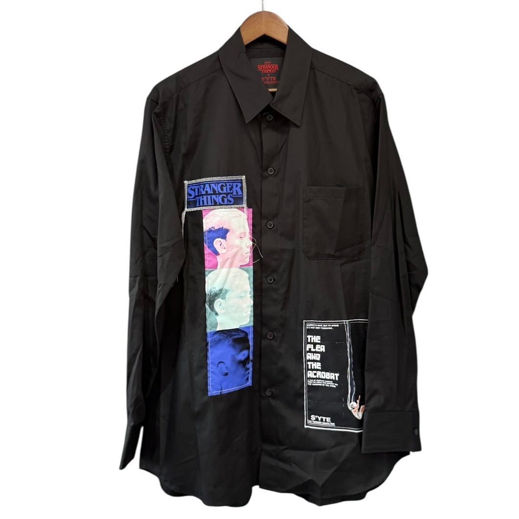 S'YTE × STRANGER THINGS サイト ストレンジャーシングス Omnibus Printed Patch Shirt パッチワークシャツ 3 ブラック UM-B52-080 14817