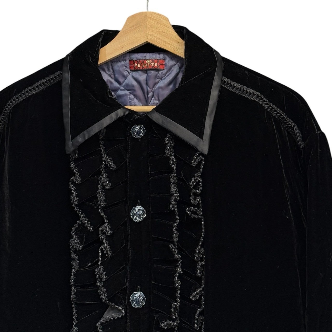 ha za ma×Ado ハザマ 23SS 漂う正義のベルベットジャケット S ブラック