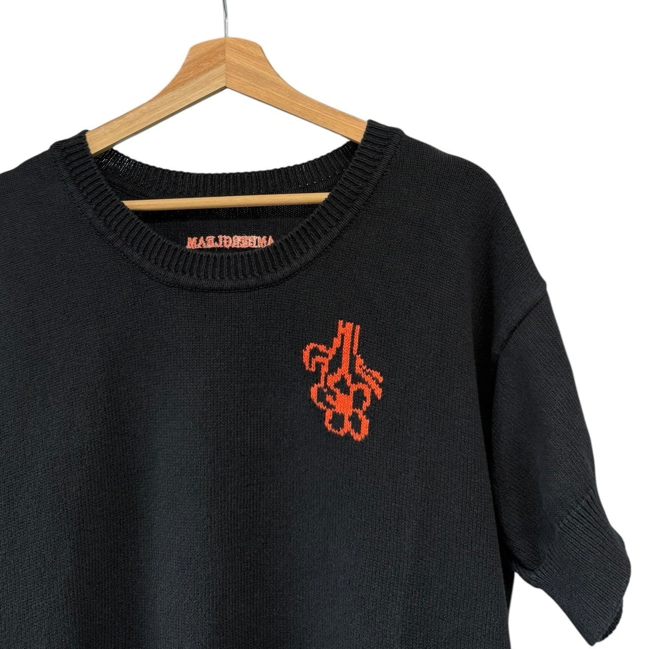 画像をギャラリービューアに読み込む, AMBERGLEAM アンバーグリーム 24SS Medium Cotton T-shirt ミディアムコットンニットTシャツ XL ブラック 14755