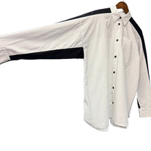 画像をギャラリービューアに読み込む, nagonstans ナゴンスタンス 26SS shirt×cut long-sleeves t-shirt ドッキングストライプシャツ 470JS480-0511 M ホワイト 15535
