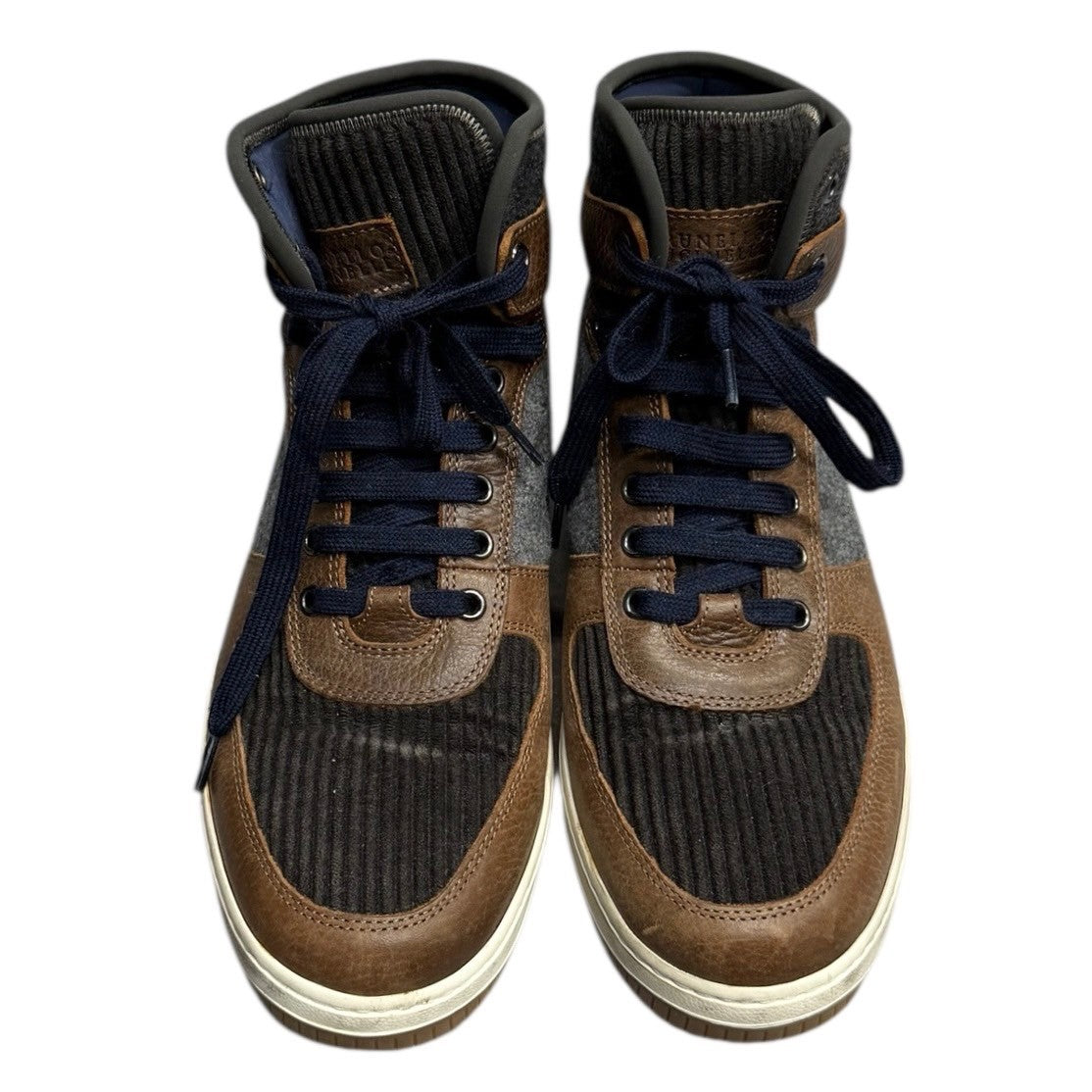 BRUNELLO CUCINELLI ブルネロクチネリ ウール切替ハイカットレザー 
